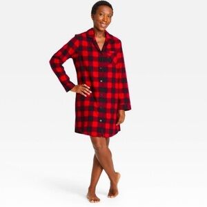 Wondershop - Women’s Flannel Nightgown - Holiday Buffalo Check - XS